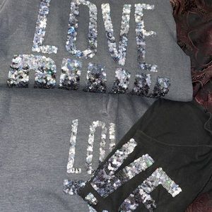 Sparkly VS PINK sweatsuit with matching shirt